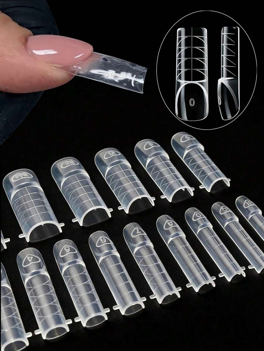 30Pcs/Bag Smart Nail French Tips Nail Form Traceless Acrylic Nail Art Sculpting Tool False Quick Extension Dual Form Nail Tips - Apricot - View 1