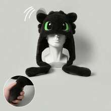 Universal Pictures How To Train Your Dragon Toothless Cute Cartoon Ear Embroidery Airbag Fluffy Hat With Moving Ears, Autumn/Winter - Multicolor - View 1