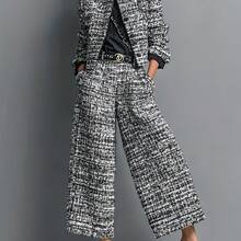 A Stylish And Elegant Long-Sleeve Blazer With A Notched Collar And Single-Breasted Buttons, Paired With Straight Wide-Leg Trousers - Mixed Color - View 1