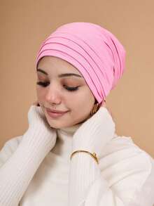 1 pièce Sous-foulard plissé à 4 couches pour femmes, bonnet turban multicouche élastique, bandeau de sport respirant et confortable, polyvalent pour usage quotidien, sport, yoga, mode - turban - Voir 8