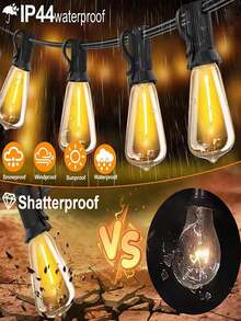 Upgraded Jumbo-Size Solar Panel Efficient Charging ST38 Garden String Lights 2200K Soft Warm Light Shatterproof LED Bulbs Remote Control Weather-Resistant For Courtyard Hanging Decoration - ST38 - View 3