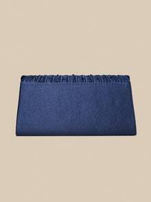 1pc Fashionable Navy Blue Satin Clutch Bag For Women, Paired With Sparkling Diamonds, Elegant Business Bag Suitable For Women's Daily Use, Clutch/Handbag/Shoulder Bag/Crossbody Bag, Applicable For Wedding/Party/Prom/Banquet - Navy Blue - View 3