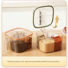 5-Compartment Airtight Spice Jars, Multipurpose Transparent Spice Containers, Kitchen Seasoning Storage Box - Multicolor - View 6