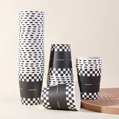 10pcs/20pcs/60pcs,Racing Cup Paper Cups Racing Theme For Hot And Cold Drinks, Ideal For Party, Birthday And Holiday Cocktail Shower Party Decorations,Race Car Cups Thick Cup For Racing Themed Birthday Party