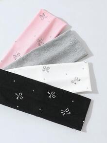 1件装女士休闲可爱街头风蝴蝶结印花沙滩/度假发带，涤纶材质，百搭日常佩戴，女士时尚发饰，优雅发带 - 彩色 - 查看 3