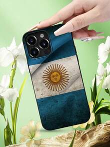 Classic Argentina Flag Pattern Fashionable Men's And Women's Large Hole Anti Fall Phone Case Phone Case For IPhone 17/17PRO/17AIR/17PROMAX/16E/16/16PRO/16PLUS/16PROMAX/15/15PLUS/15PRO/15PROMAX/14/14PLUS/14PRO/14PROMAX/13/13PRO/13PROMAX/12/11( Internet Celebrity's Birthday Gift, Easter Gift, Valentine's Day Gift For Friends, Girlfriends, Boyfriends, Family) - Black - View 1
