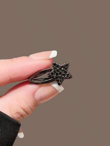 5个优雅休闲锌合金闪亮迷你刘海夹，水钻蝴蝶结侧鸭嘴夹，时尚水晶发夹，适合所有季节 - 彩色 - 查看 6