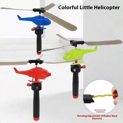 Set de 5 piezas Juguete de helicóptero con cordón, juguete volador de libélula de bambú para exteriores, adecuado para niños y niñas, vuelta al colegio, niños, sorpresa, cumpleaños, Navidad, Halloween, regalo perfecto