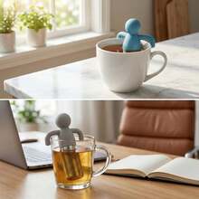 1pc Cute Human-Shaped Tea Infuser, Silicone + Stainless Steel Fine Mesh, Cup Hanging Design, For Loose Leaf Tea & Coffee Filtering - Many - View 6