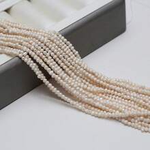1串天然淡水珍珠，形状不规则，适用于珠宝制作、DIY项链、手链、手工艺品配件、针线活等，长度36厘米 - 白色 - 查看 11
