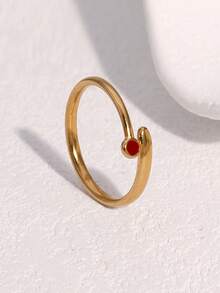 1枚时尚简约小众高端镀层不锈钢几何线条开口戒指，适合女性日常、派对和约会佩戴。 - 開口戒 - 查看 5