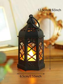 1 pieza Lámpara decorativa de linterna mini retro con batería, lámpara de decoración para el hogar, decoración de mesa, decoración de dormitorio, luz nocturna colgante de pared, adecuada para decoración de boda, fiesta, vacaciones, linterna de mesa LED de interior - Amarillo - Ver 19