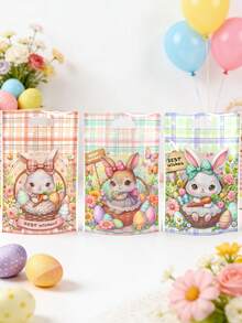50 szt. stojących torebek prezentowych "Wesołych Świąt Wielkanocnych", torebek prezentowych z motywem wielkanocnego królika w kratkę, małych torebek prezentowych na przyjęcie wielkanocne, dekoracji wielkanocnych, kolorowych, zapieczętowanych torebek na słodycze, torebek z motywem wielkanocnego królika, torebek, wielkanocnych torebek na zakupy, wielkanocnych torebek na porcje ciasteczek, wielkanocnych torebek do wypieków w kuchni, wielkanocnych dekoracji stołu, wielkanocnych dekoracji pokoju, wielkanocnych torebek prezentowych, upominków na przyjęcia - Wielkanocny króliczek w kratkę - Zobacz 4