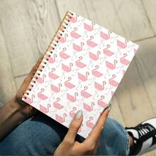 1pc Feminine Flamingos A5 Spiral Notebook Notebook, School Supplies, White/Pink - A - View 4