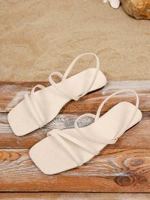 Women's New Style Dual-Wear Sandals, 2026 New Fashion Delicate Strap Gentle Lady Flat Slippers, Summer Outdoor Wear - Beige - View 2
