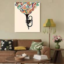 Framed One Piece Of Small Art Poster - Music-Themed Wall Decor, Canvas For Home Office, Living Room, Or Bedroom - Decorative Artwork In Modern And Retro Styles - Ink Medium Wall Art - Framed - 查看 2