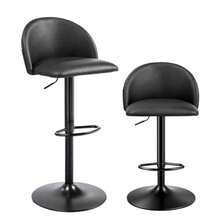 Set Of 2 Counter Height Bar Stool For Dining Kitchen Island Chair With Footrest Black - Blue - View 2