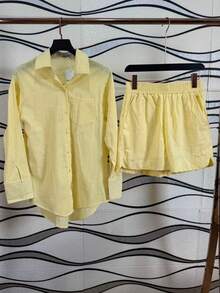 Women's Imported Linen Shirt / Button / Lining / / Women's - Kuning - View 7