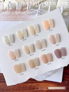 XEIJAYI 12色15毫升冰肤裸色指甲油凝胶，新款玉石奶油透明裸色果冻凝胶套装，清新裸色猫眼凝胶指甲油，可撕拉式UV LED美甲凝胶，适用于美甲沙龙和家庭DIY美甲 - 彩色 - 查看 4