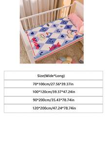 1件双面防水床垫，卡通动物印花，可折叠，适用于婴儿床/游戏区/沙发/宠物/女性/老人护理 - 彩色 - 查看 3