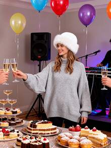 1pc Fluffy Stretchy Headband, Women's Winter Warm Ear Muffs, Luxurious Faux Fur Hollow Hat, Winter Headwear For Women - Hat - View 11