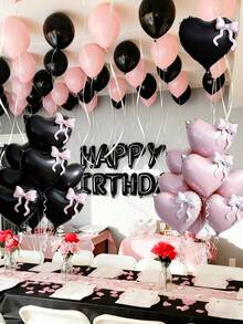 8/4/1pc 22-Inch Black Foil Balloons, Suitable For Backdrop Decoration, Social Media Photo Props, Romantic Surprise Night, Engagement, Wedding, Birthday Decoration, Proposal, "She Said Yes", Red Wall, "Will You Marry Me?", Romantic Proposal, "Will You Be My Girlfriend?", Sister's Day, Heart-Shaped Foil Balloons - Black - View 7
