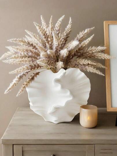 1 szt. Duży wazon w kształcie wachlarza, wazon z żywicy o fakturze piasku, odpowiedni do wystroju domu i dekoracji stołu w salonie