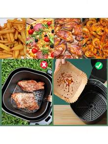 100 piezas/50 piezas/25 piezas/10 piezas Tapetes de papel encerado desechables antiadherentes e impermeables de 8 pulgadas cuadradas para la cesta de la freidora de aire, sartén y accesorios, mejor regalo para volver a la escuela, Halloween, Navidad - Multicolor - Ver 4