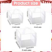 10pcs Transparent Plastic Cake Boxes, 3/4/5 Inch Handheld Party Packaging, PET Material, Lockable, Suitable For Cakes, Chocolates, Donuts, Pastries, Square, Suitable For Christmas, Halloween, Easter, Thanksgiving - Multicolor - View 2