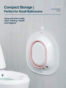 1pc Foldable Portable Postpartum Sitz Bath Tub, Suitable For Postpartum Mothers, New Moms, Pregnant Women, Can Relieve Hemorrhoids, Perineal Cleaning And Postpartum Recovery, Daily Bathroom Accessory, Reusable Travel Sitz Bath, Valentine's Day Gift For Her, Bathroom Supplies - Pink - View 7