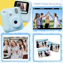 1 Set Kids Instant Print Camera, 1080P HD Digital Camera, Includes 32GB Storage, 4 Rolls Of Printing Paper, 4 Games & Music, Best Birthday Gift For Teens & Youth - Nhiều màu - Xem 6