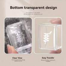 一套迷你方形透明硅胶美甲印章，方形美甲印花，可水洗 | 粘性好 | 高透明度硅胶，多功能，印花板转移工具 | 亚克力刮刀，美甲硅胶密封圈 - 彩色 - 查看 8