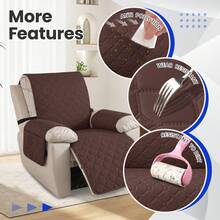 YSTYLE 1-Seater Reclining Relaxing Armchair Cover, 100% Waterproof Armchair Cover, Elasticated Armchair Cover, Reclining Sofa Cover - Coffee Brown - View 4