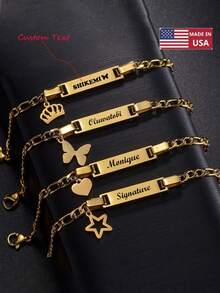 1pc Personalize Girls And Boys Name Bracelet, Customized 18k Gold Plated Stainless Steel Bar ID Bracelet Customized Baby Gifts For Delicate Gift For Kids Girls And Boys, Baby Shower, Parent-Child Activities, Family Love Toddler Fashion Multi-Functional, Ornamental, Letter, Stylish, Modern, Colorful, Cute, Adorable, Casual, Custom, Personalised, Unique, Customized, Ideal Gifts For Her - Nhiều màu - Xem 1