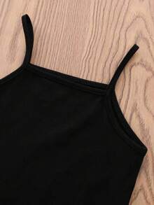 Young Girl Letter Print Short Sleeve T-Shirt And Cami Dress Set - Yellow - View 3