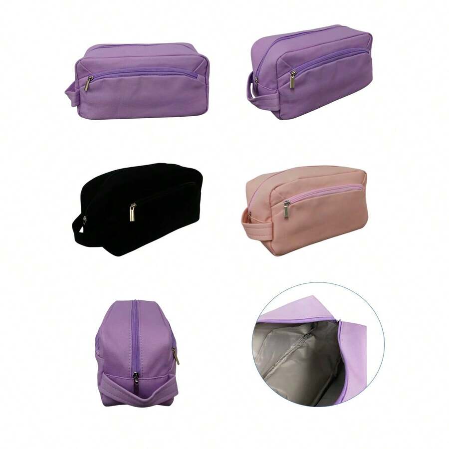 Multipurpose Makeup Bag With Pencil Holder And 3 Compartments - 黑色 - 查看 1