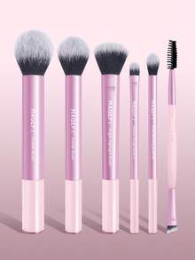 MAANGE 6/16pcs Makeup Brush Set, Including Professional Makeup Brushes, 1 Makeup Bag, 2 Makeup Sponges, Foundation Brush, Blush Brush, Powder Brush, Eyeshadow Brush, Mascara Brush, Eyebrow Brush, Lip Brush, Highlighter Brush, Concealer Brush. Makeup Brush Set, Travel Makeup Brush Set, Gift For Women And Girls. - Pink - View 4