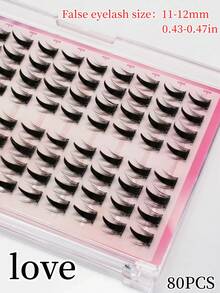 80pcs/Pack Glue-Free Naughty Pixie False Eyelashes, Natural Adhesion & Extension, Soft & Fluffy Effect, C-Curl Individual Lashes, Mixed Length 11-12mm, Natural & Transparent, Suitable For Cosplay And Beginners - C - View 7