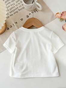 Disney-Girls' Summer Pure Cotton Short Sleeved T-Shirt, Minnie Daisy Cartoon Print, Baby's Stylish Versatile Top, Children's Comfortable And Breathable Summer Outfit - 白色 - 查看 5