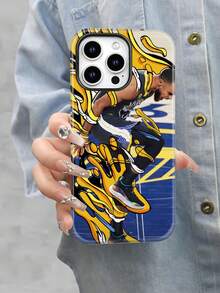 Selected  Basketball Art Print All Inclusive Mixed Color Phone Case, Suitable For IPhone17PRO MAX/17 AIR/15ProMax/16PROMAX/GalaxyS22/S23/S24/S23 Plus/S24 Ultra/S25/A15/A33/A23. A Must-Have For Commuting - Fade Resistant, Flawless, Suitable As A Gift For  Day, Independence Day, Valentine's Day, Or Birthdays Of Family And Friends. - White - View 5