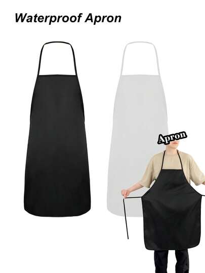 Waterproof And Oil-Proof Apron, Solid Color Apron, Waist Apron, Multiple Colors Available, Medium Length, Unisex, Suitable For Cooking And Catering Industry, Polyester Material, Fashionable Kitchen Workwear, Applicable For Cooking, Barbecue, Outdoor Grilling And Christmas Events