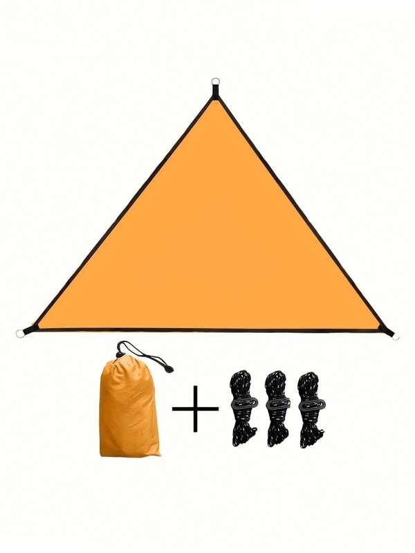 1套随机颜色花园/泳池遮阳帆，户外防水防晒三角形涤纶遮阳篷