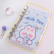 1pc Transparent PVC Loose-Leaf Notebook, Cute Cartoon Rabbit Design, Creative Spiral Notebook, Detachable, Random Pattern Shipped - Multicolor - View 6