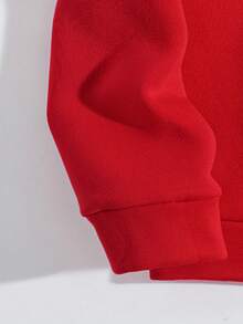 Customized Photo Printed Crew Neck Long Sleeve Sweatshirt, Personalized "I Love My Wife" Tops, Customized Wedding Anniversary Pullover Sweatshirt, DIY Design, Autumn/Winter Outfit, Anniversary Gift, Party Wear, Fashionable, Minimalist, Casual, Comfortable, Unique - Red - View 5