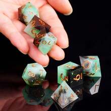 7pcs Polyhedral Resin Sharp-Edged Handmade Dice Set, Suitable For RPG, Pathfinder, MTG Tabletop Games - Multicolor - View 6