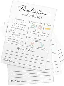 50pcs - New Parents Prediction & Advice Cards - Baby Shower Game, Bless New Moms & Dads, Reveal Baby's Gender, Modern Minimalist Design, 30 Cards Total - White - View 6