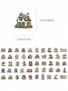 50 piezas Juego de pegatinas de casa de hadas para scrapbooking, diario, planificador, álbum, suministros de manualidades DIY, revista - Casa de cuento de hadas - Ver 8