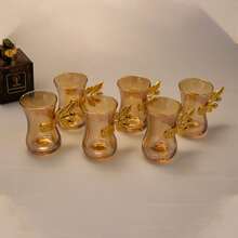 一套金色欧式咖啡杯，金属合金简约创意玻璃杯套装，红色茶杯，耐热碟子，马克杯，牛奶杯 - 金色 - 查看 8