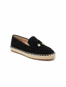 2026 Spring/Autumn New Women's Slip-On Loafers, Versatile Flat Shoes, Straw Sole Shoes - Black - View 2