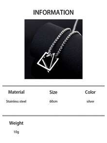 1pc Men's Unique Triangle & Square Geometric Pendant Necklace, Minimalist Geometric Design Necklace, Versatile Choker - Multicolor - View 9